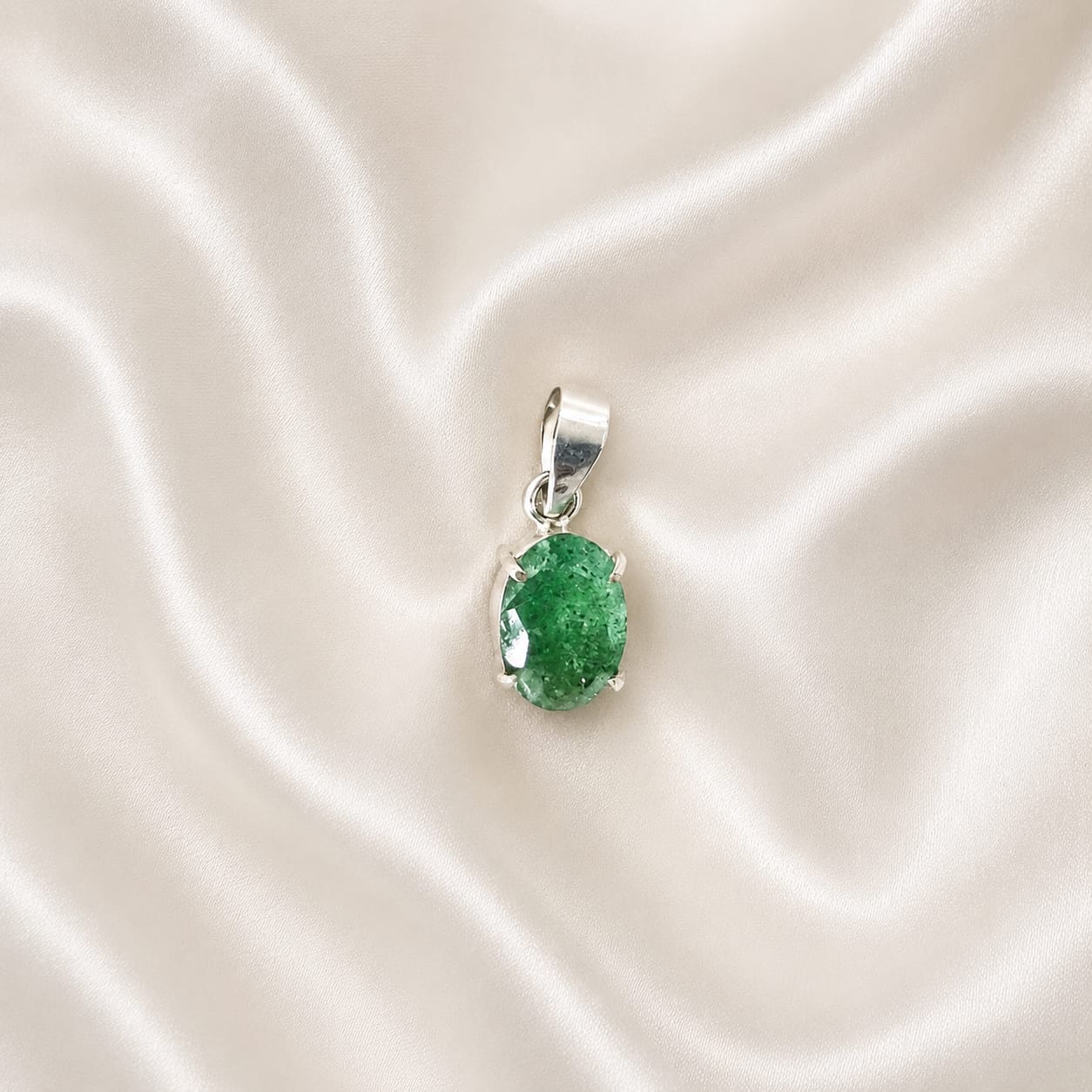 "Genuine Green Aventurine crystal pendant featuring a polished green gemstone, elegantly crafted for everyday wear, spiritual jewelry, positive energy, and meaningful gifting."